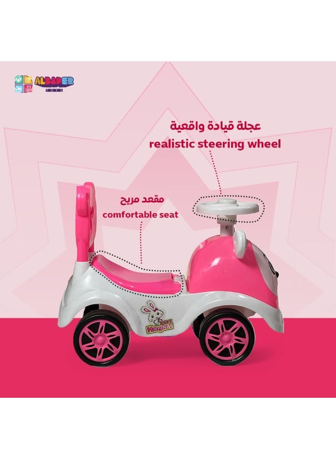 البدر سيارة ركوب للاطفال من البدر، سيارة ركوب للاطفال مع موسيقى واضواء، سيارة دفع للاطفال الصغار مع تخزين تحت المقعد، سيارة لعبة للاطفال مناسبة للاطفال، بينك، زهري، من البدر - Image 3